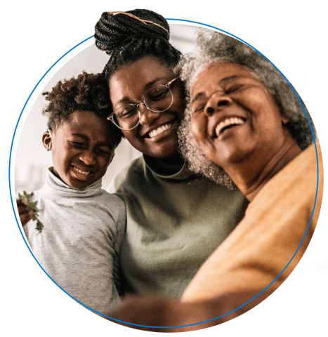 Smiling family shares a hug Smiling family shares a hug