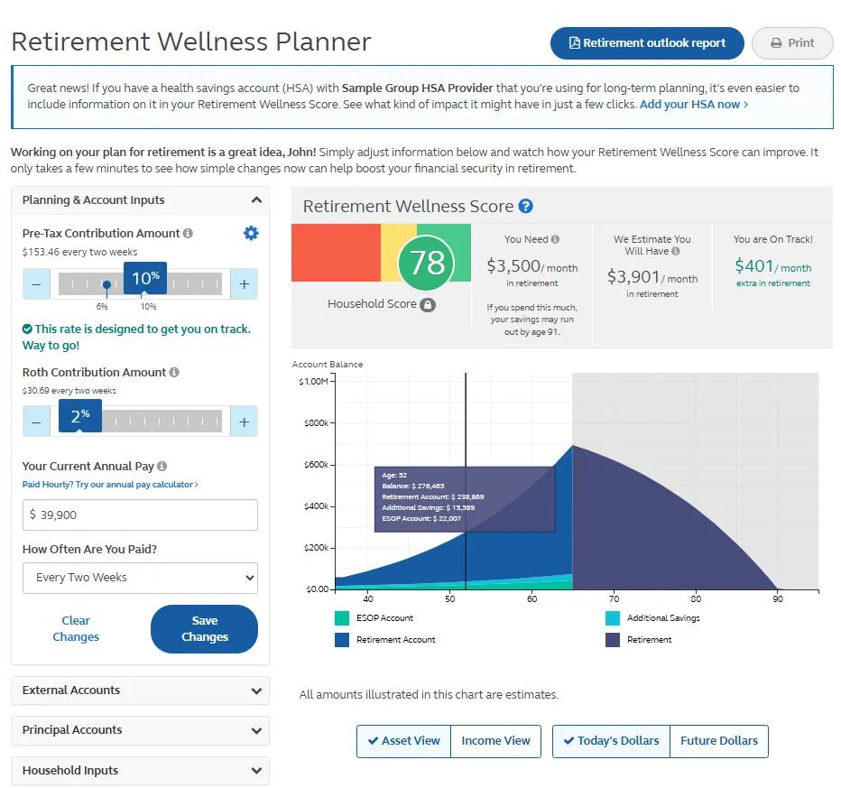 Retirement Wellness Planner section on principal.com. Retirement Wellness Planner section on principal.com.