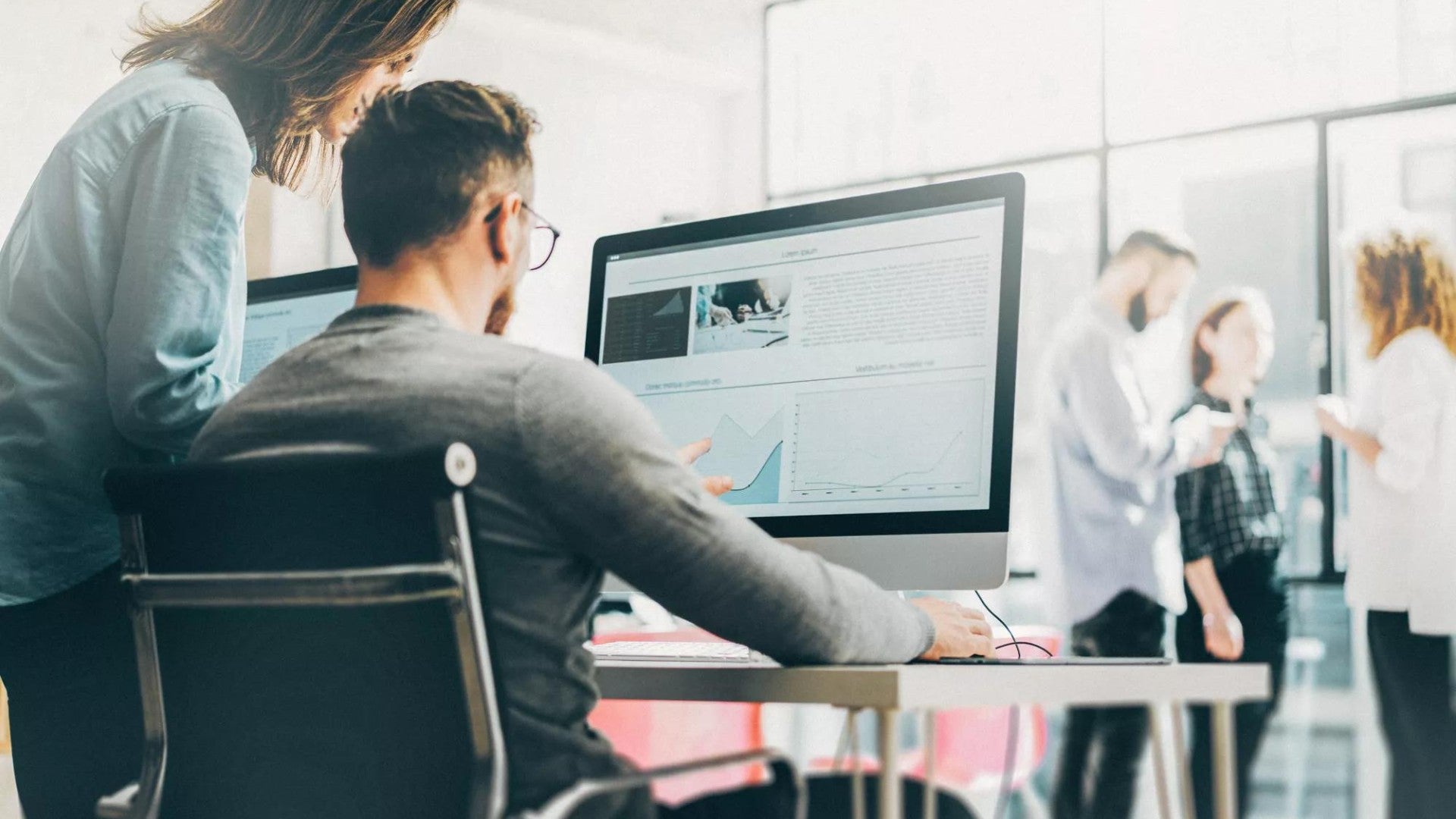 Man looking at a computer screen. Man looking at a computer screen.