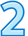 A digital graphic of a bright blue number two