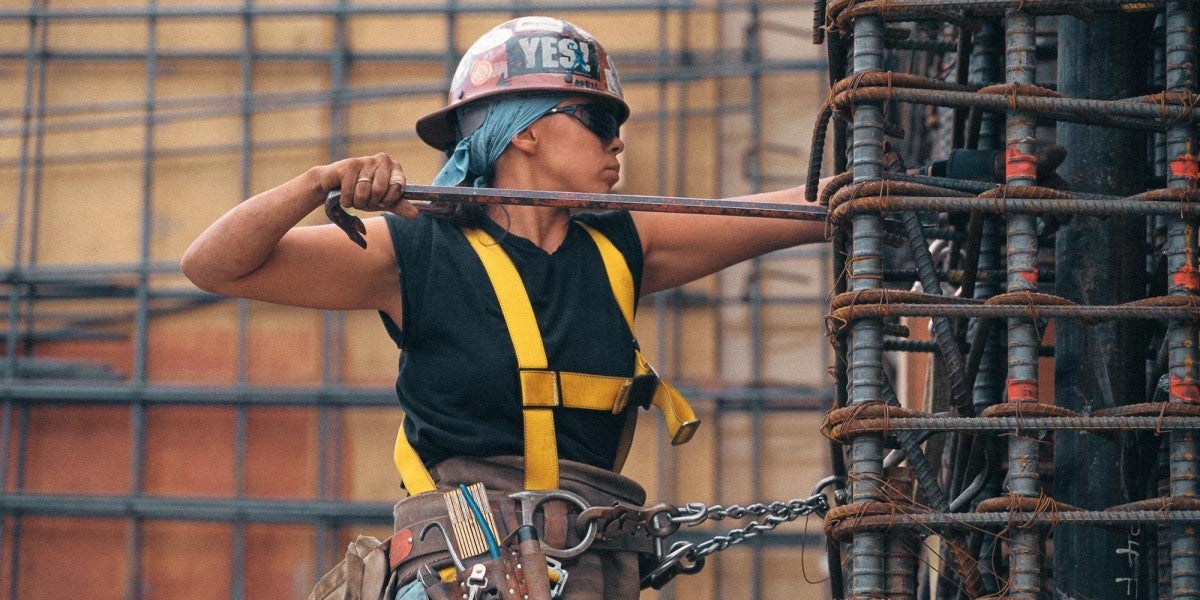 Woman Working with Rebar