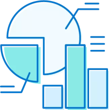 Asset management pie and bar chart icon