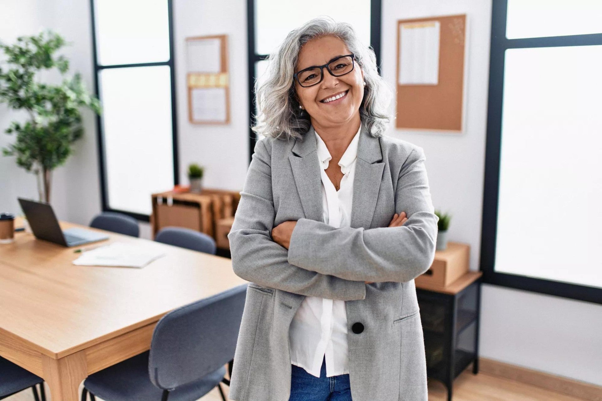 A woman in an office setting.